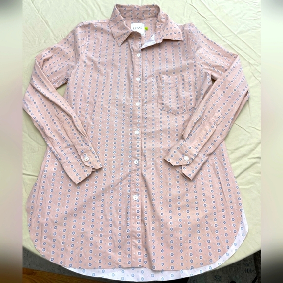 Lysse womens pink blue white button down long sleeve shirt size medium - Picture 1 of 4